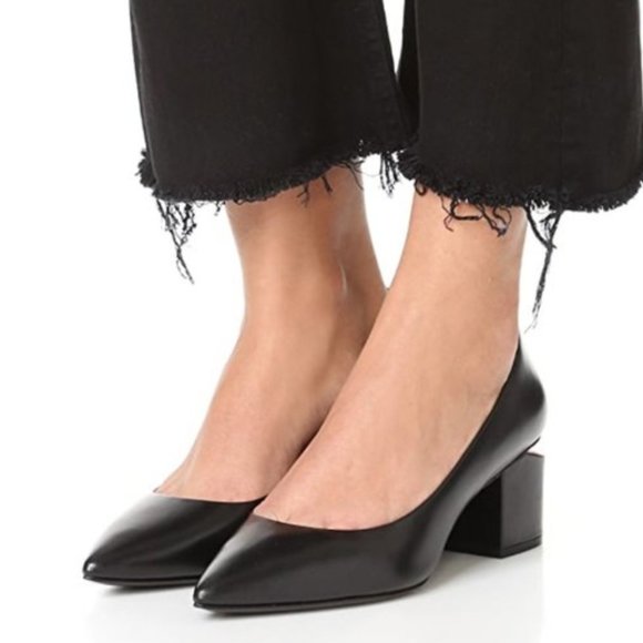 Alexander Wang Shoes - Alexander Wang Simona Black Gold Block Heel Pump